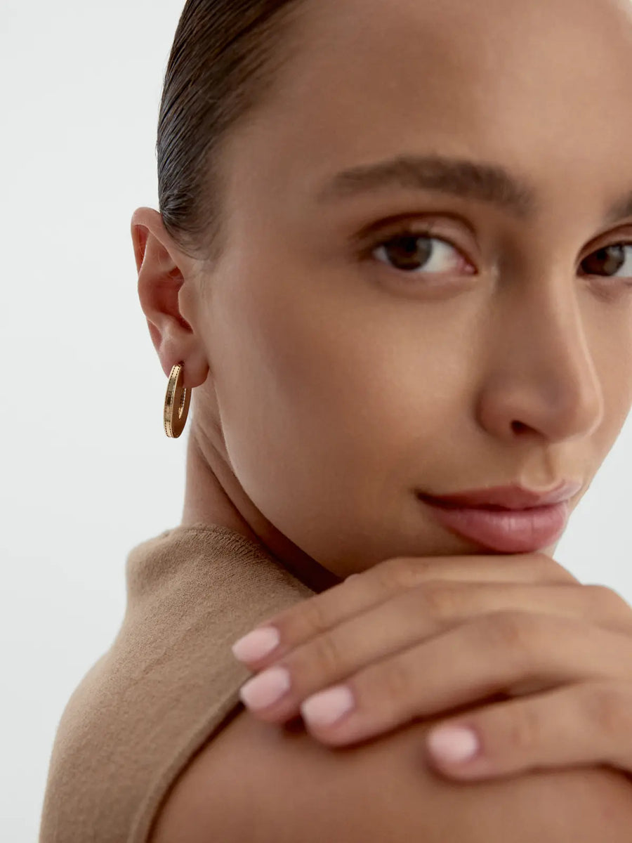 Italian Cut Oval Earrings in 14K Gold