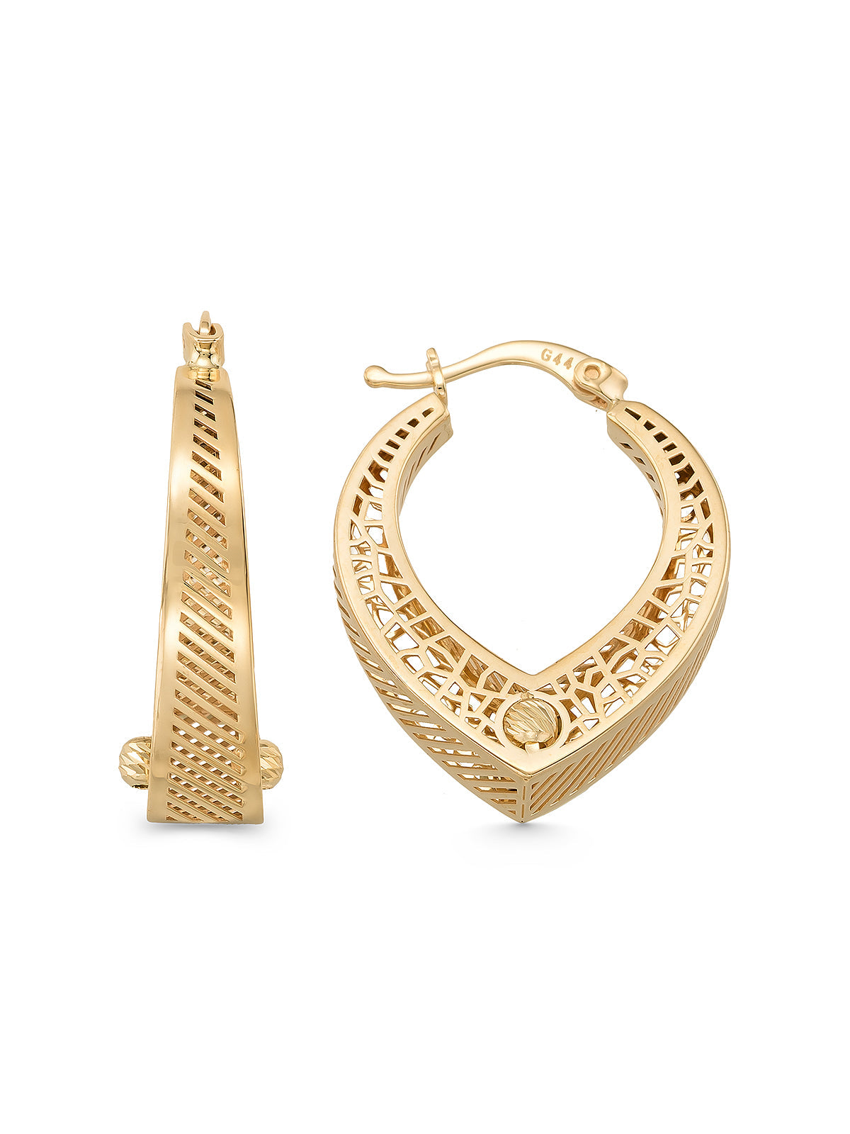 Italian Honeycomb Textured Geometric Earrings in 14K Gold by Elef Jewelry