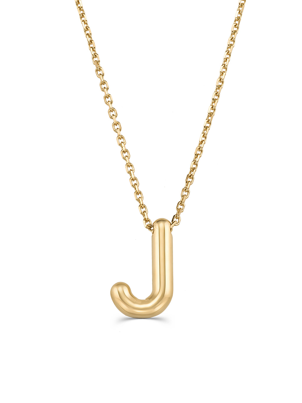 Letter J Classic Initial Necklace in 14K Gold by Elef Jewelry