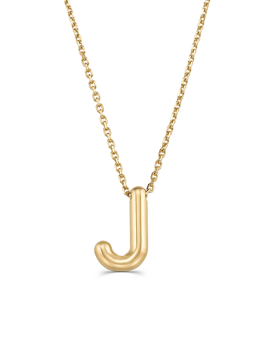 Letter J Classic Initial Necklace in 14K Gold