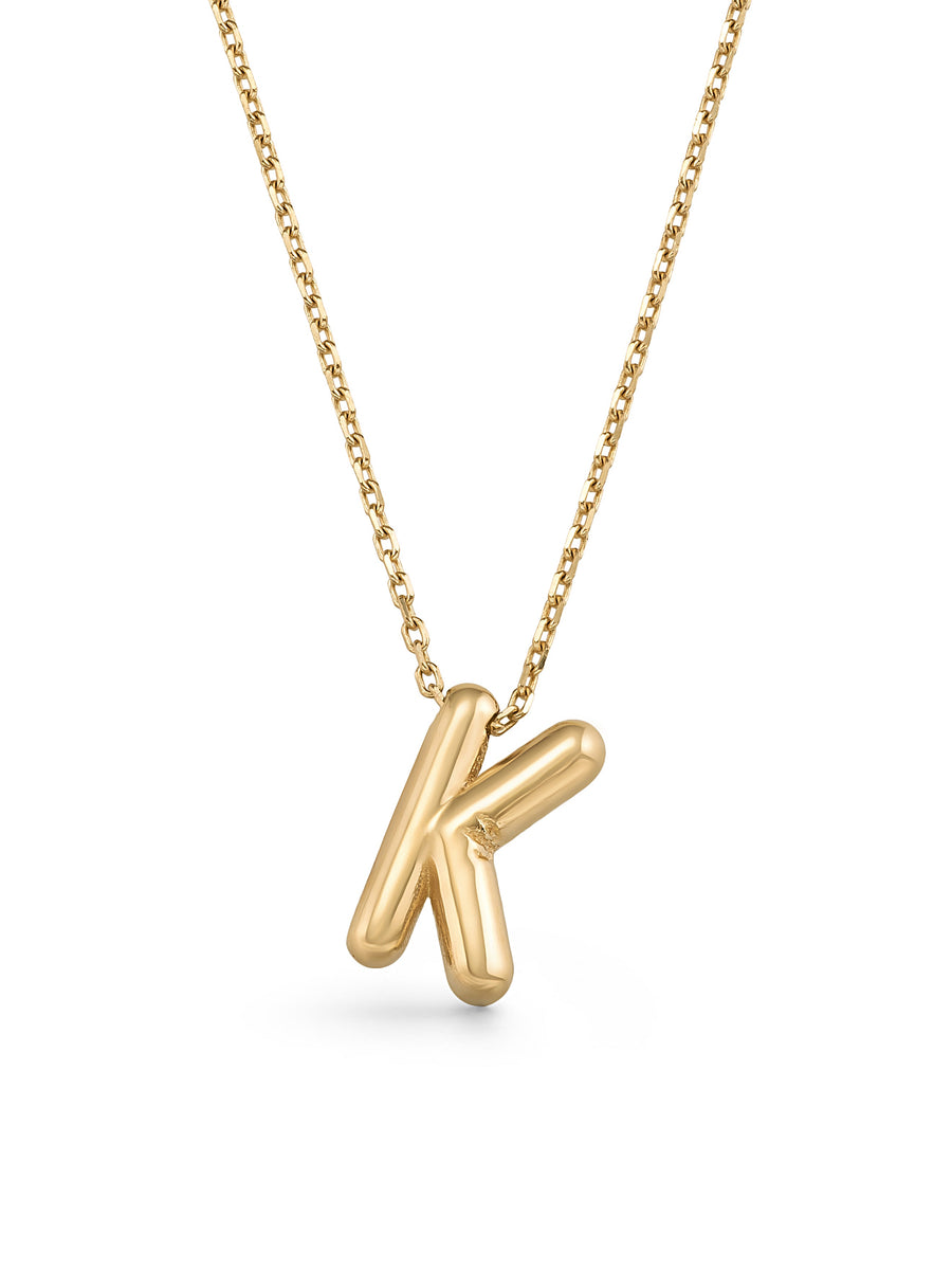Letter K Classic Initial Necklace in 14K Gold