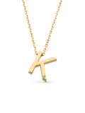 Letter K Stone Initial Necklace in 14K Gold by Elef Jewelry