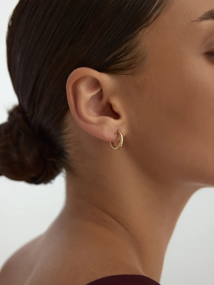 Bubble Textured Hoop Earrings in 14K Gold