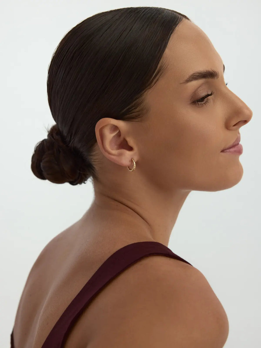 Bubble Textured Hoop Earrings in 14K Gold
