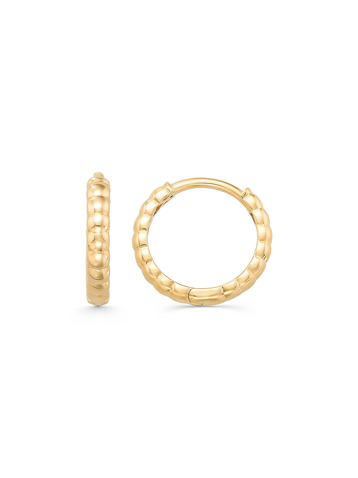 Bubble Textured Hoop Earrings in 14K Gold by Elef Jewelry