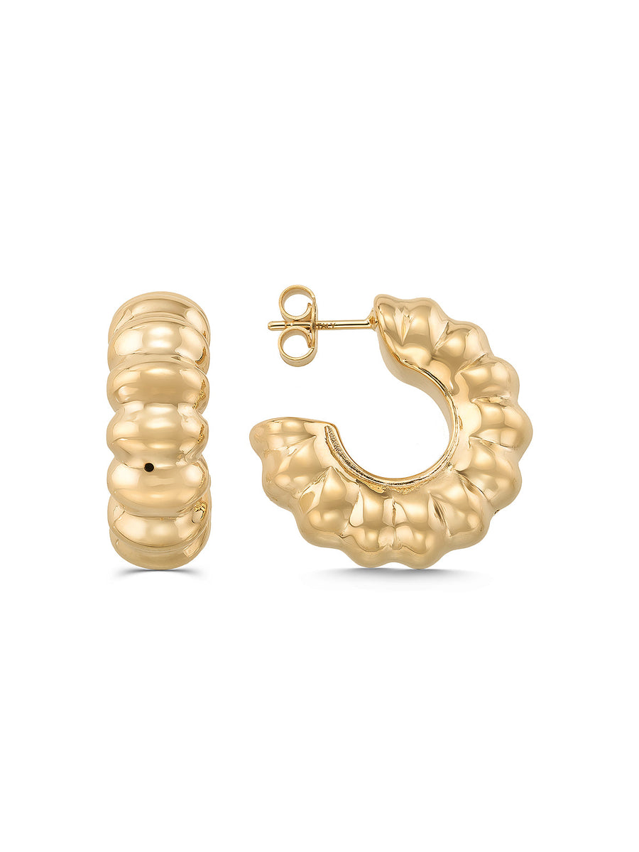 Raised Textured Domed Earrings in 14K Gold