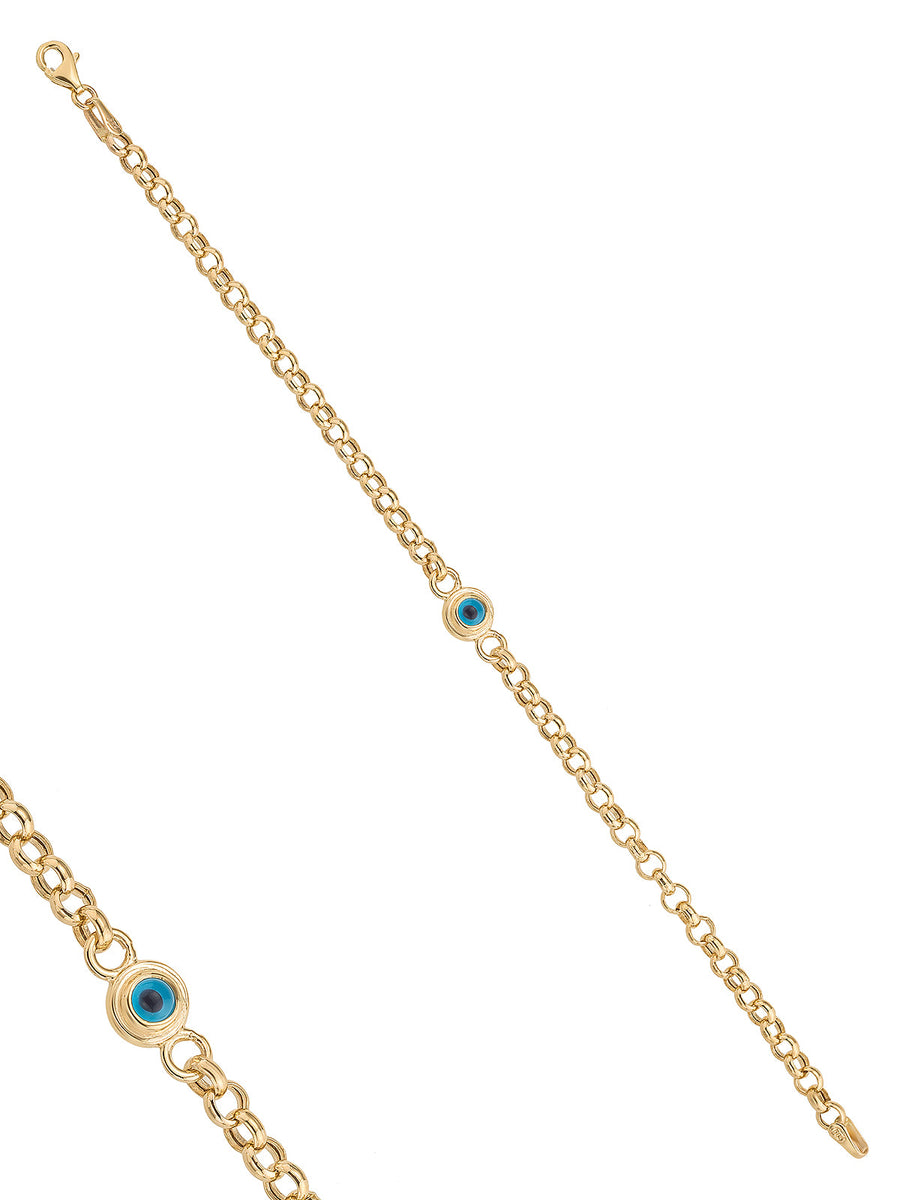 14K Gold Bold Chain Evil Eye Bracelet