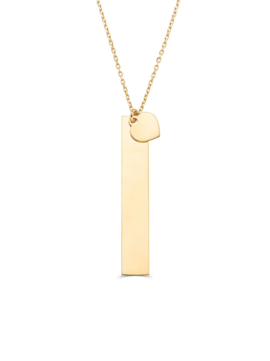 Heart Disc Initial Necklace in 14K Gold