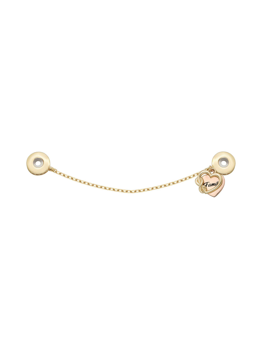 Heart & Zircon Stone Charm Safety Lock in 14K Gold