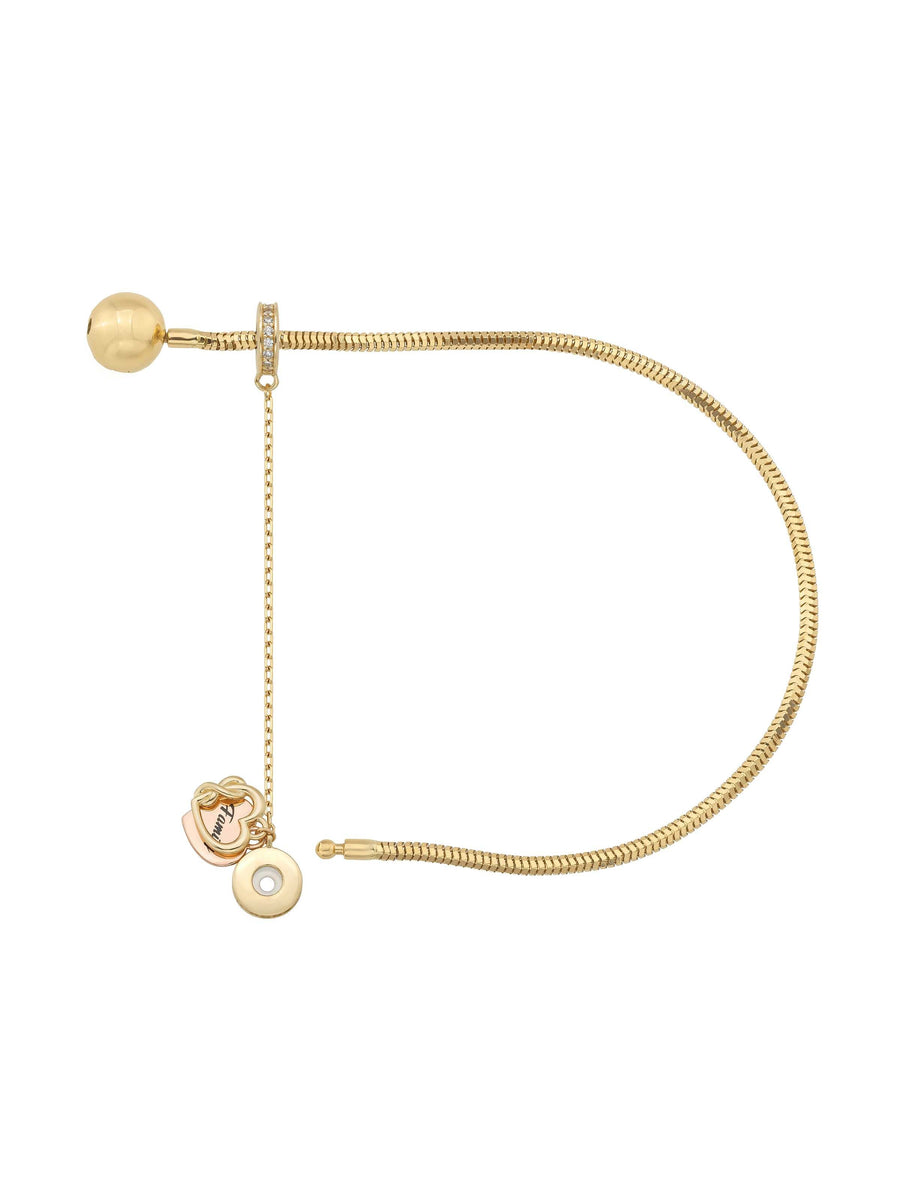 Heart & Zircon Stone Charm Safety Lock in 14K Gold