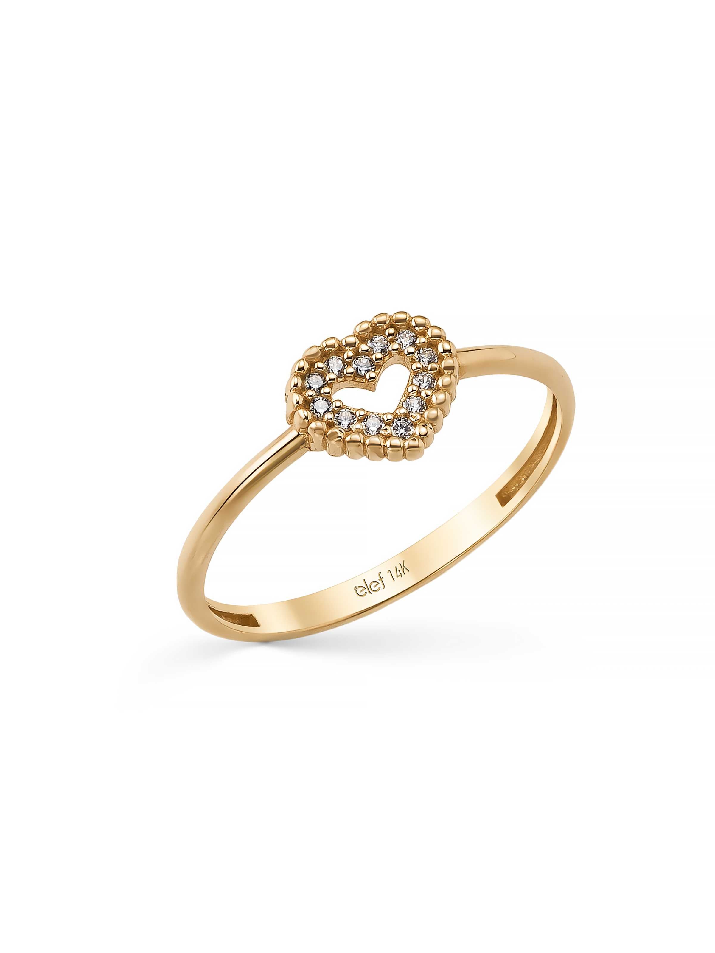 Heart-Shaped Stone-Set Ring in 14K Gold by Elef Jewelry
