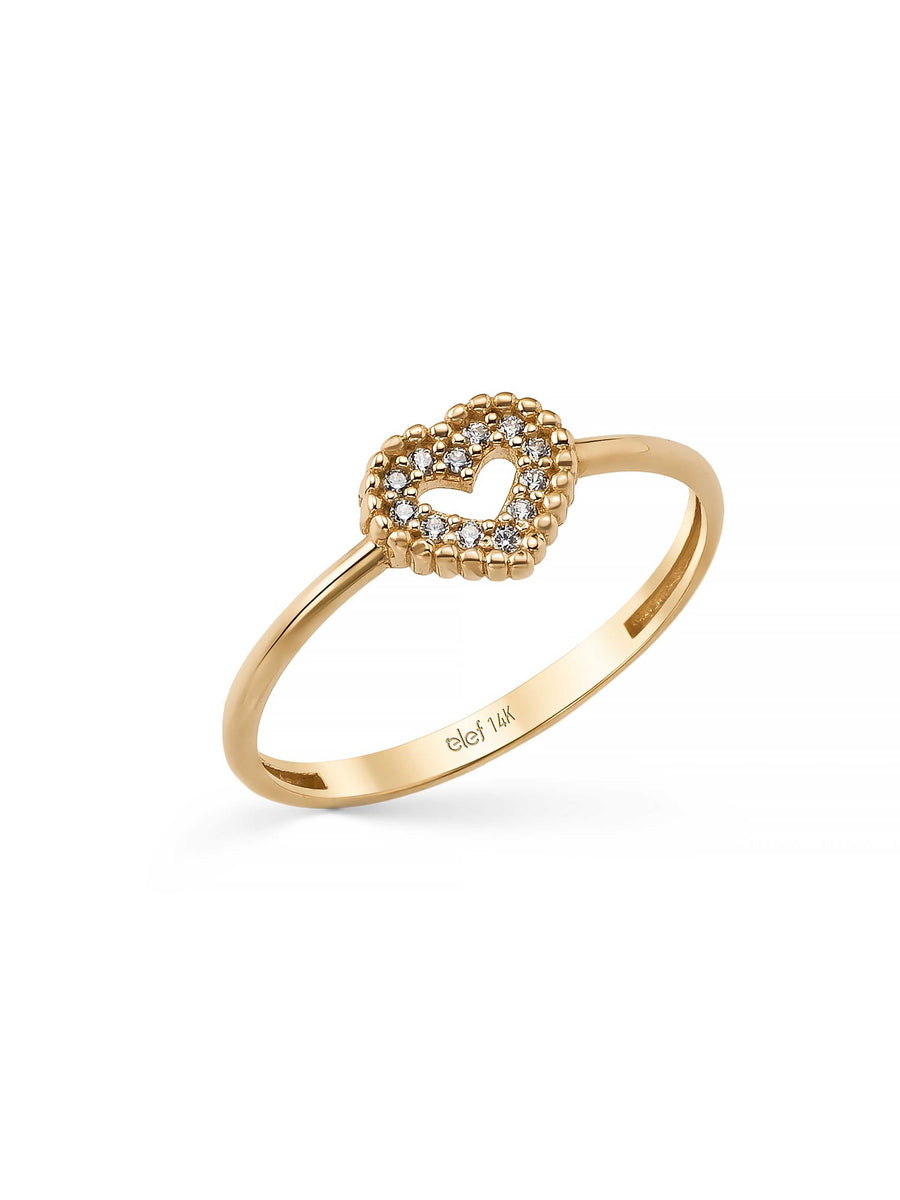 Heart-Shaped Stone-Set Ring in 14K Gold