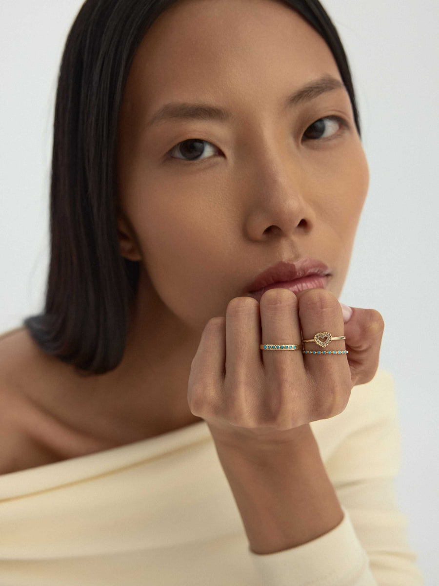 Heart-Shaped Stone-Set Ring in 14K Gold