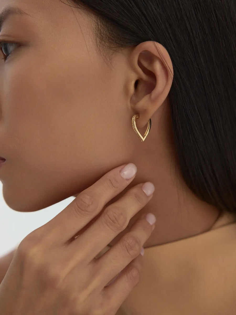 Heart-Shaped Stone Earrings in 14K Gold