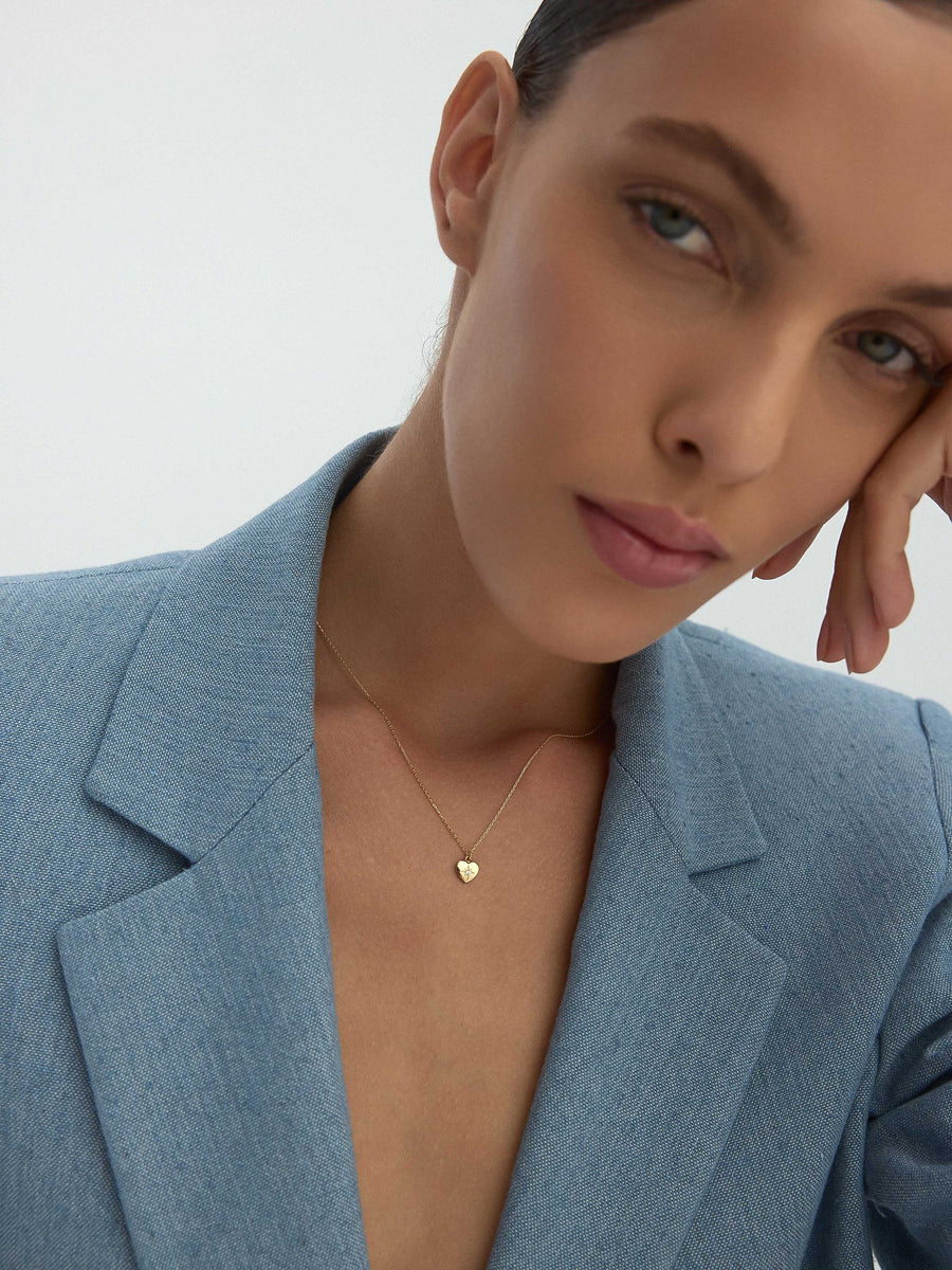 Heart-Shaped Stone Kuzey Star Necklace in 14K Gold