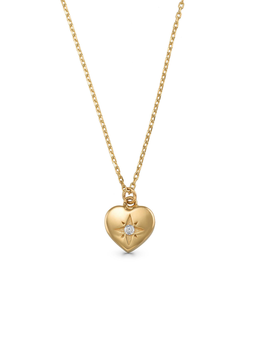 Heart-Shaped Stone Kuzey Star Necklace in 14K Gold by Elef Jewelry