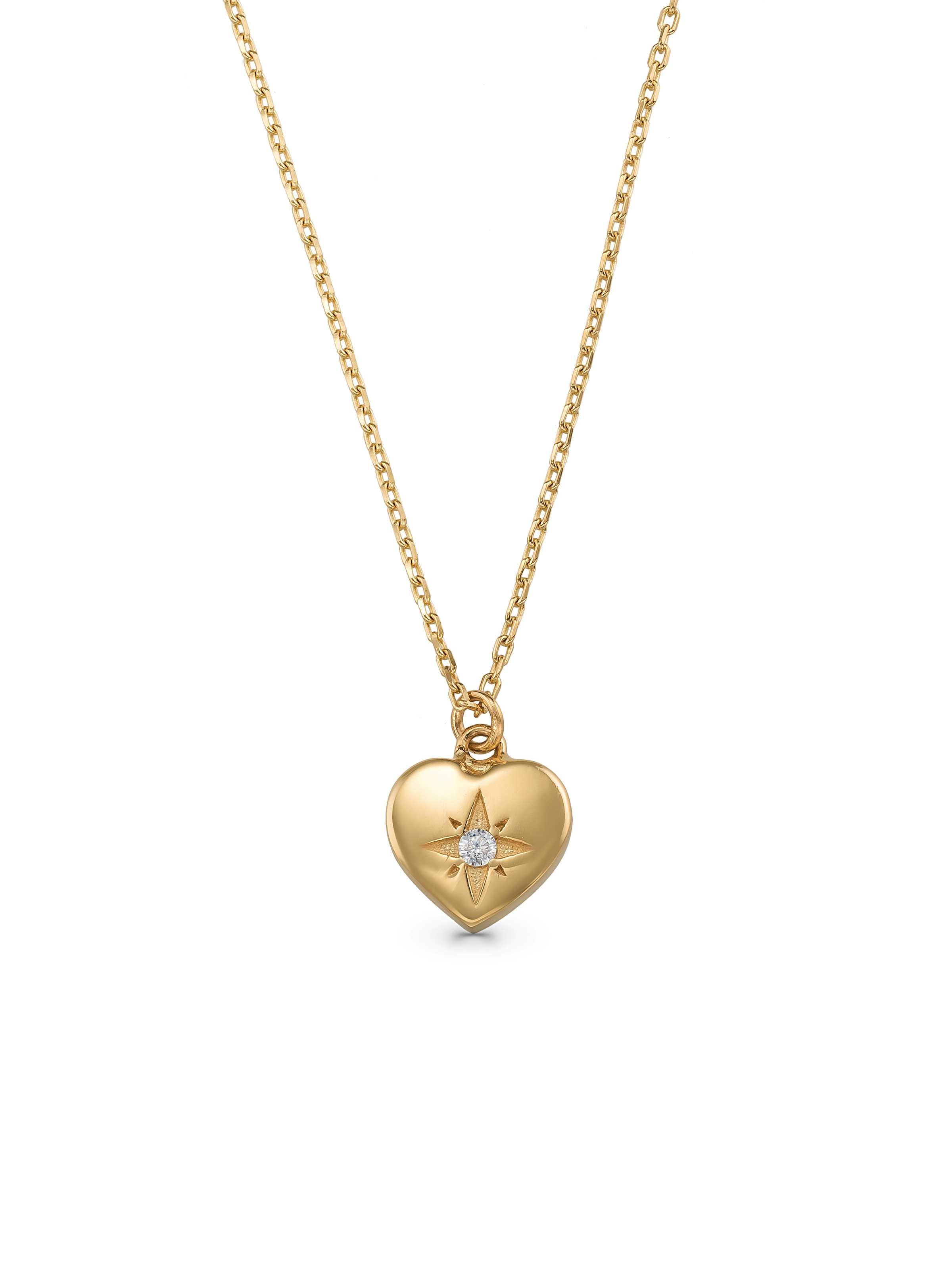 Heart-Shaped Stone Kuzey Star Necklace in 14K Gold by Elef Jewelry
