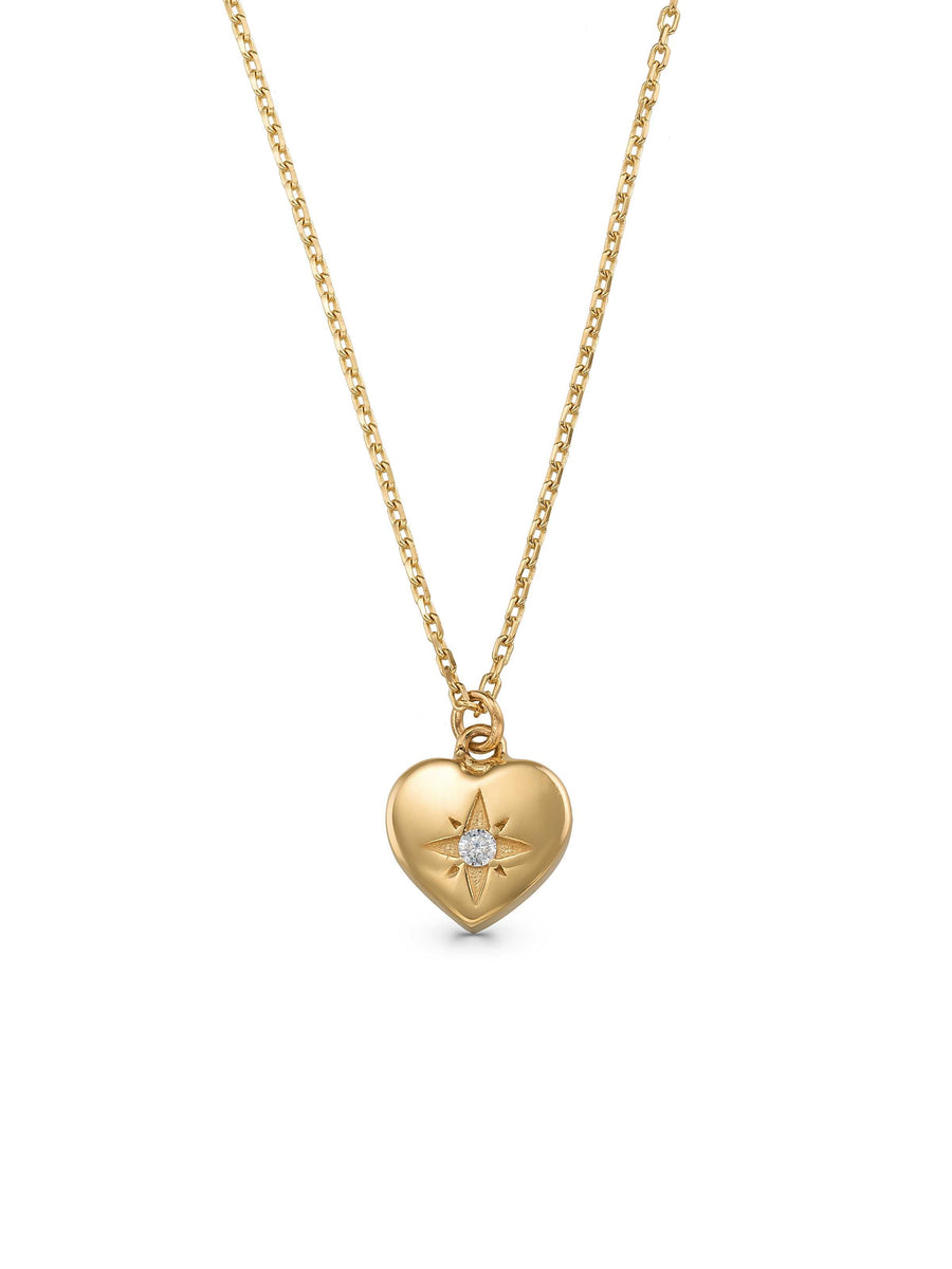 Heart-Shaped Stone Kuzey Star Necklace in 14K Gold