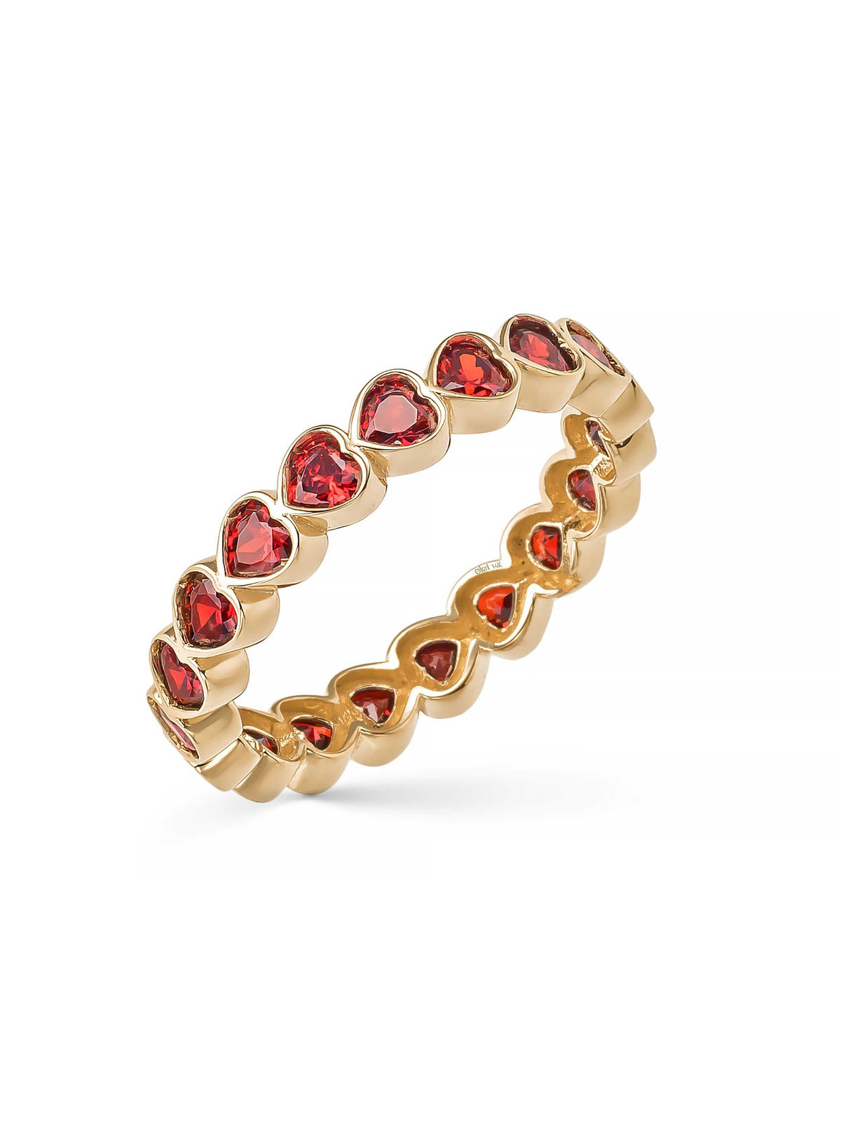 Heart Cut Ruby-Inspired Stone Romantik Ring in 14K Gold by Elef Jewelry