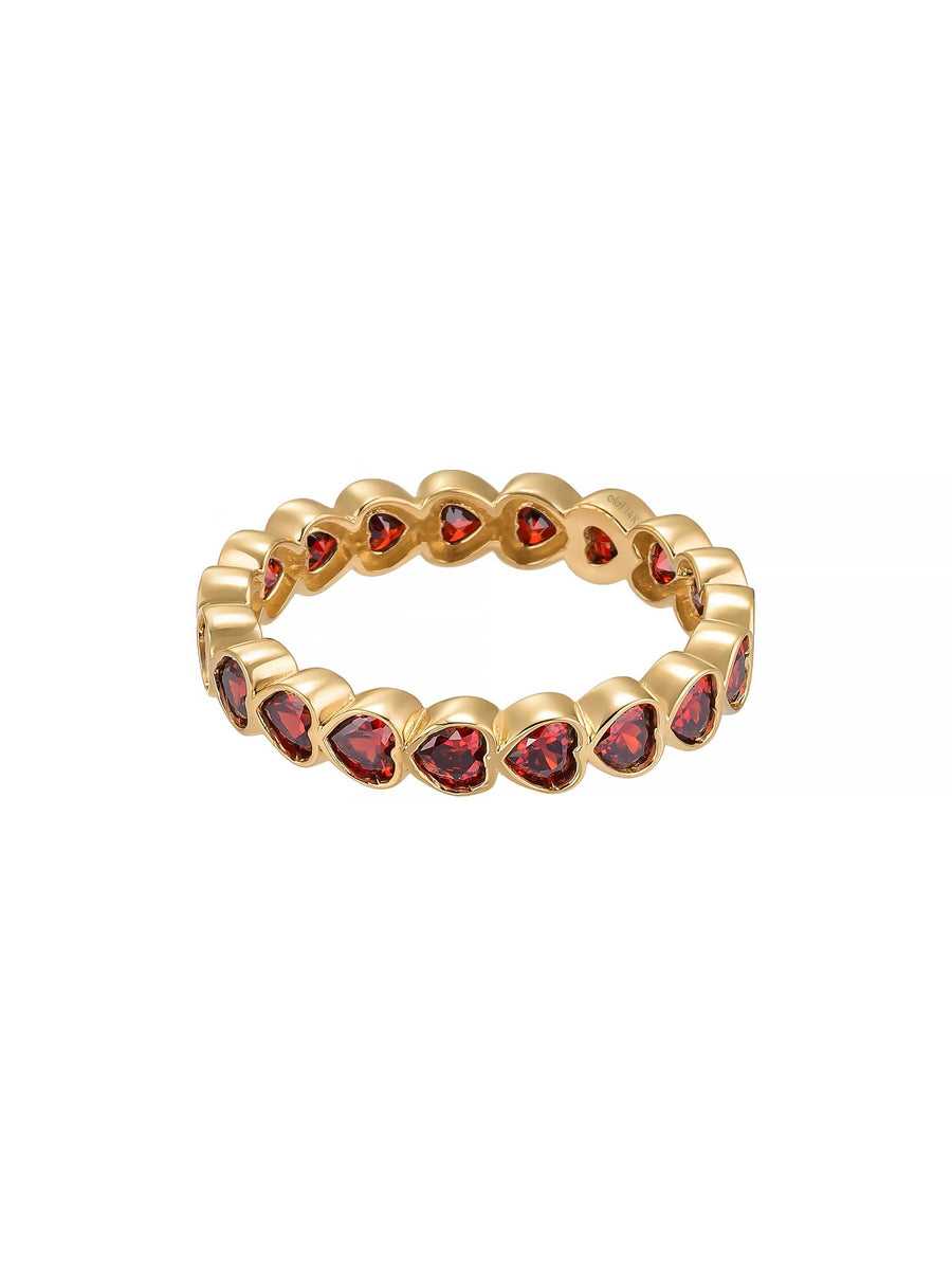 Heart Cut Ruby-Inspired Stone Romantic Ring in 14K Gold