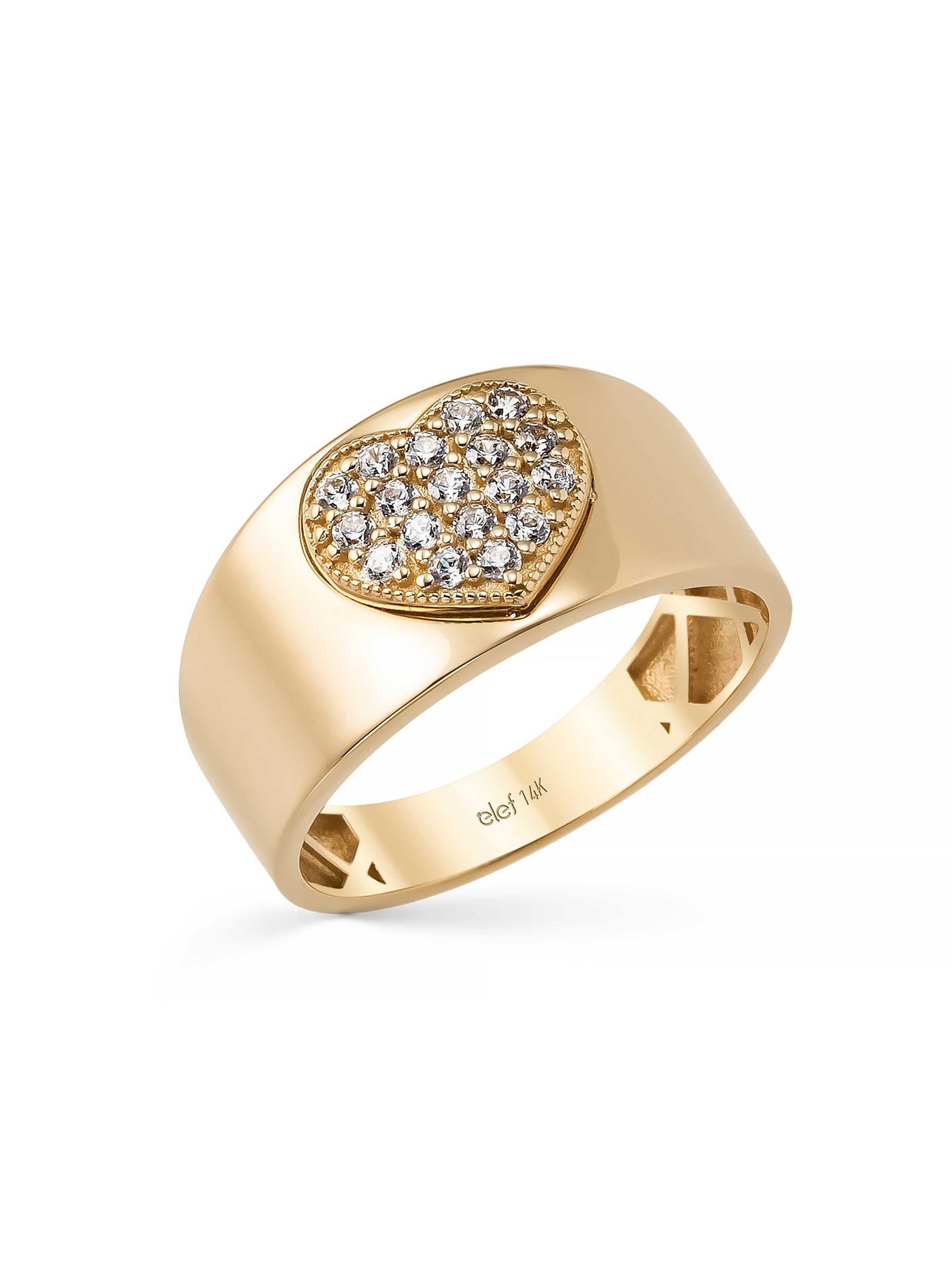 Heart Motif Diamond-Inspired Ring in 14K Gold by Elef Jewelry