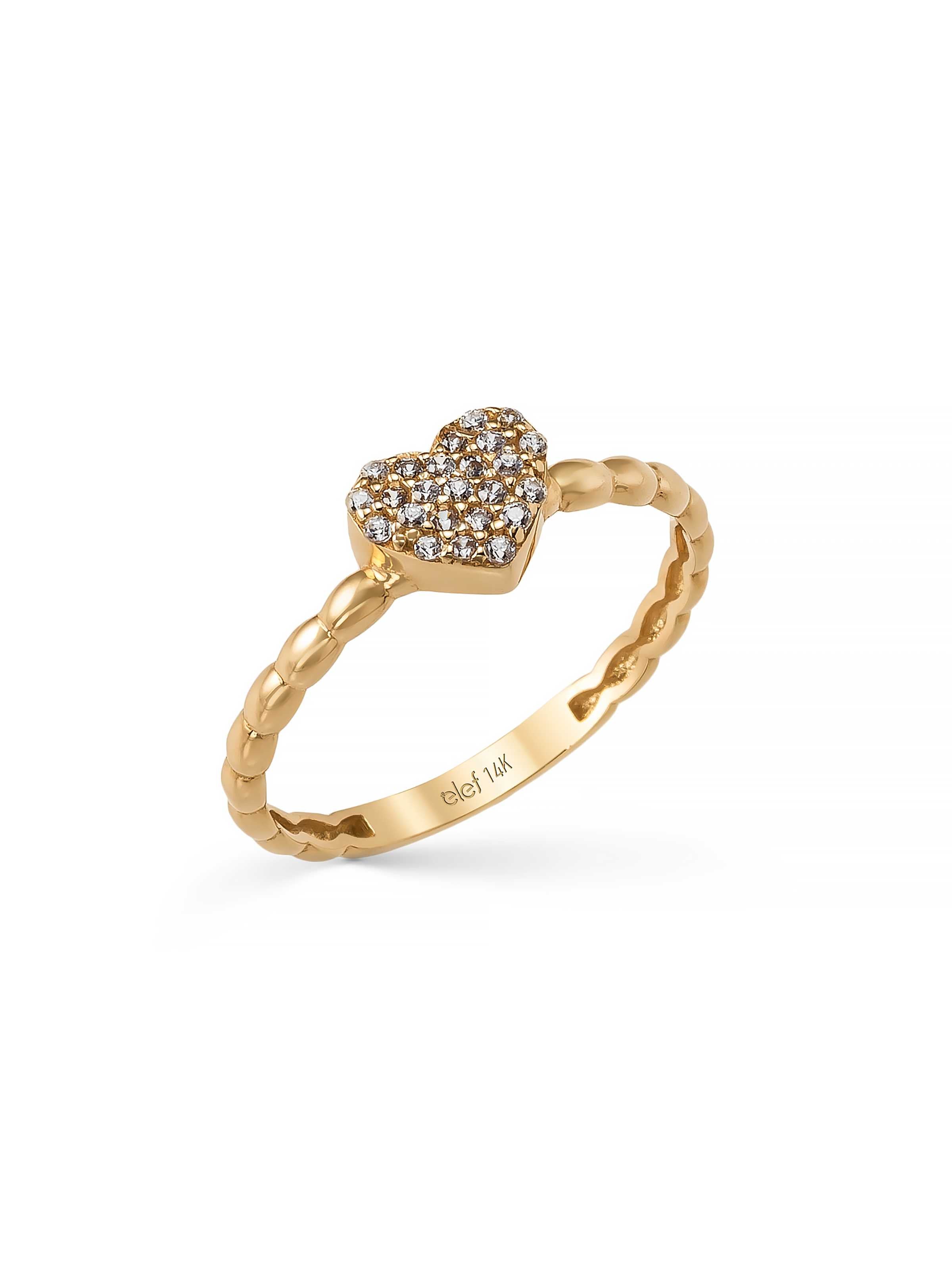 Heart Motif Stone-Set Ring in 14K Gold by Elef Jewelry