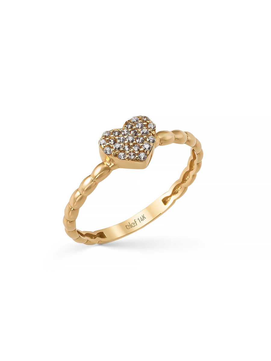 Heart Motif Stone-Set Ring in 14K Gold