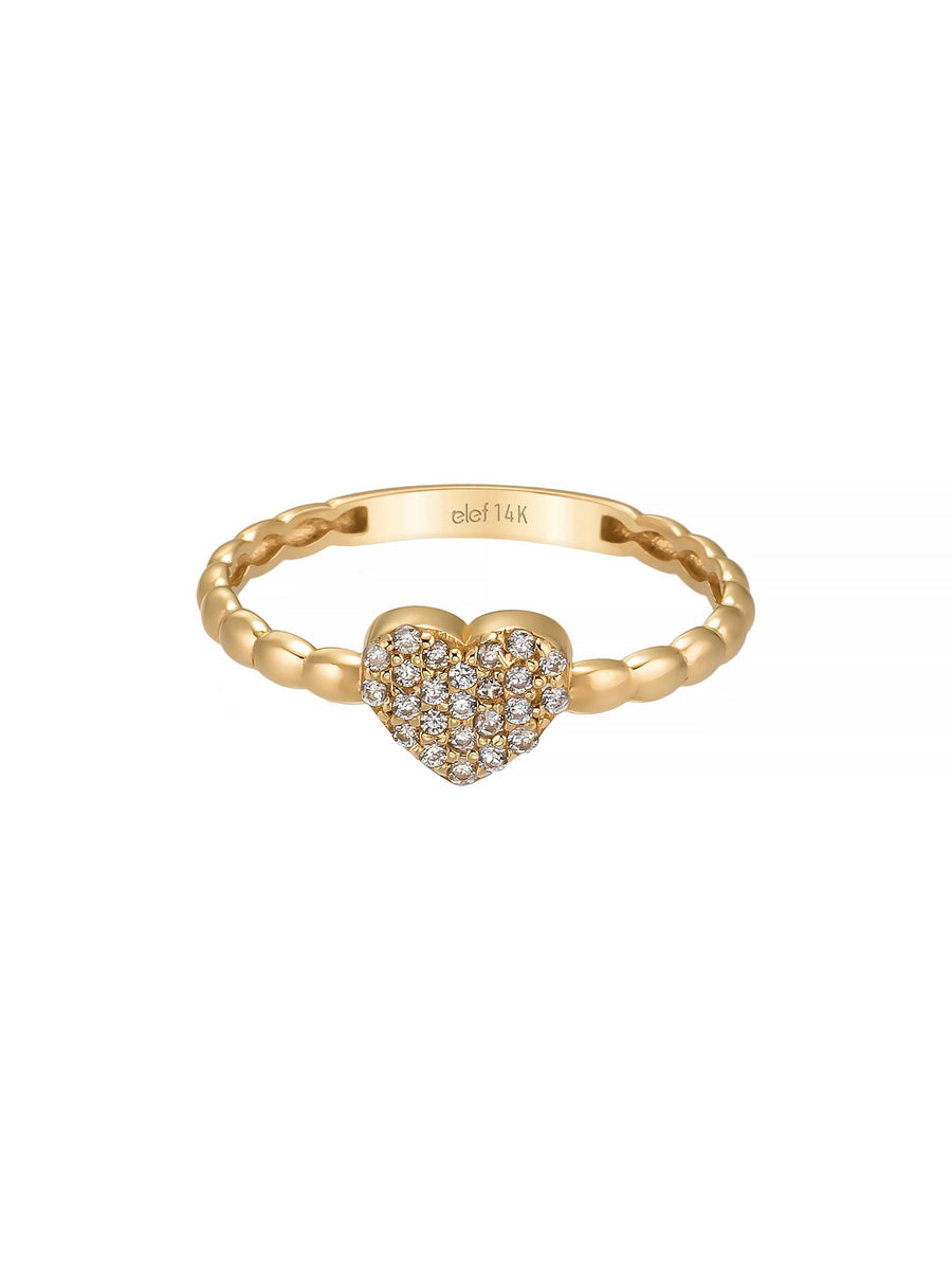 Heart Motif Stone-Set Ring in 14K Gold