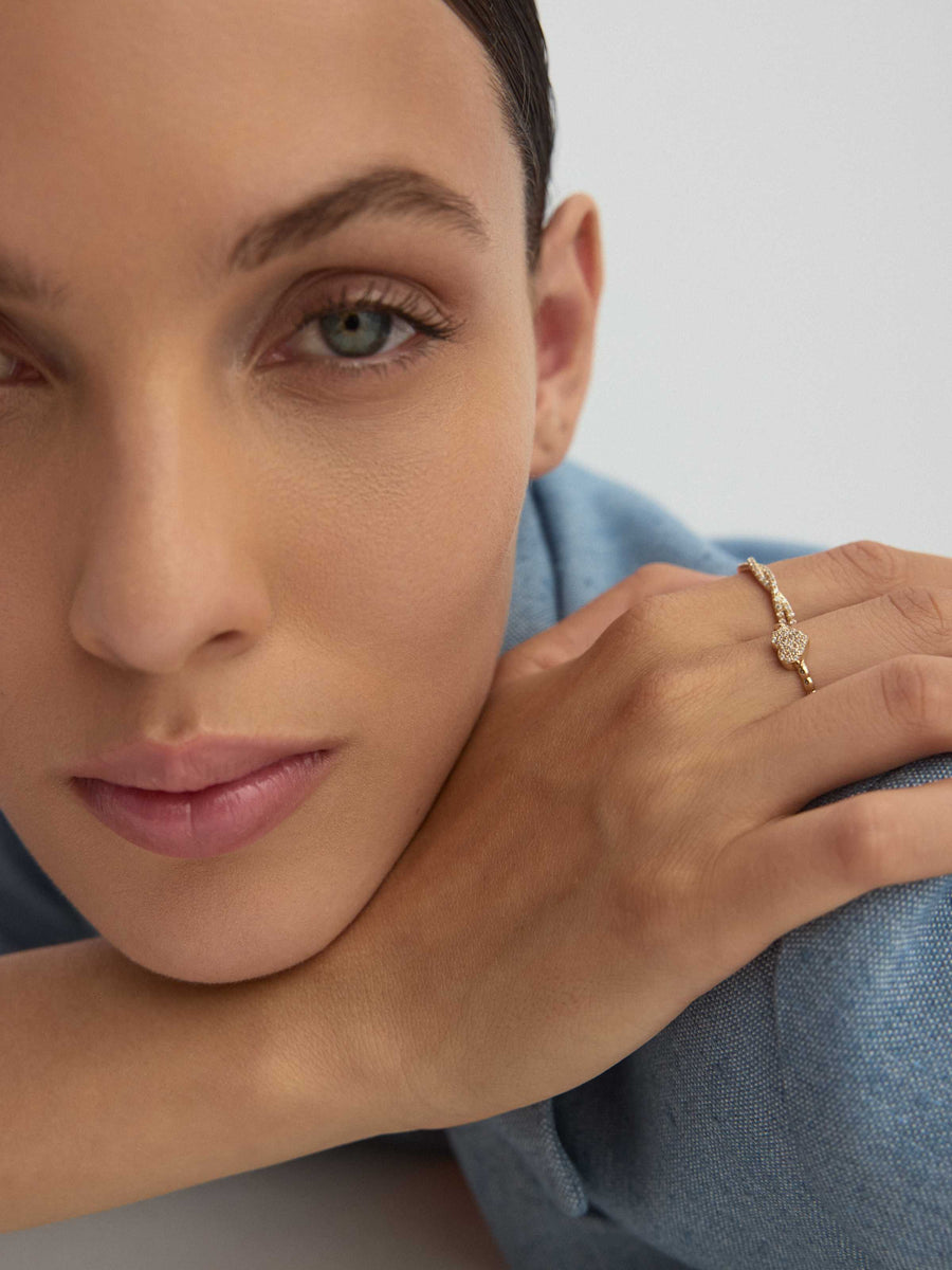 Heart Motif Stone-Set Ring in 14K Gold