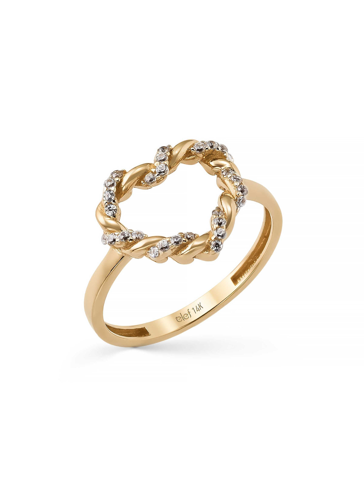 Heart Twisted Stone Ring in 14K Gold by Elef Jewelry