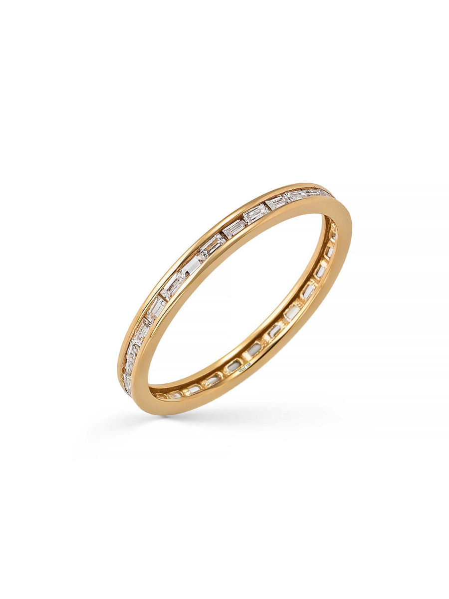 Kanal Row Baguette Stone Ring in 14K Gold