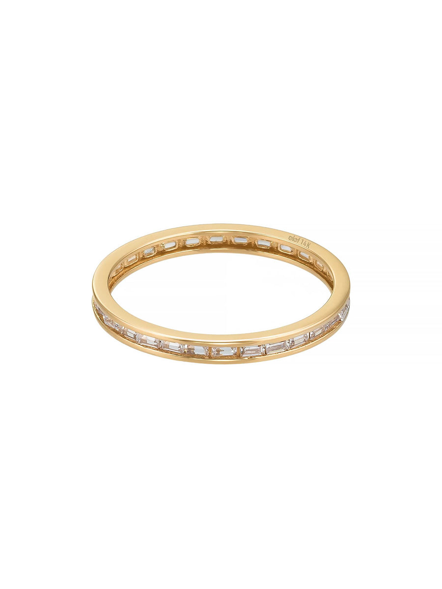 Kanal Row Baguette Stone Ring in 14K Gold