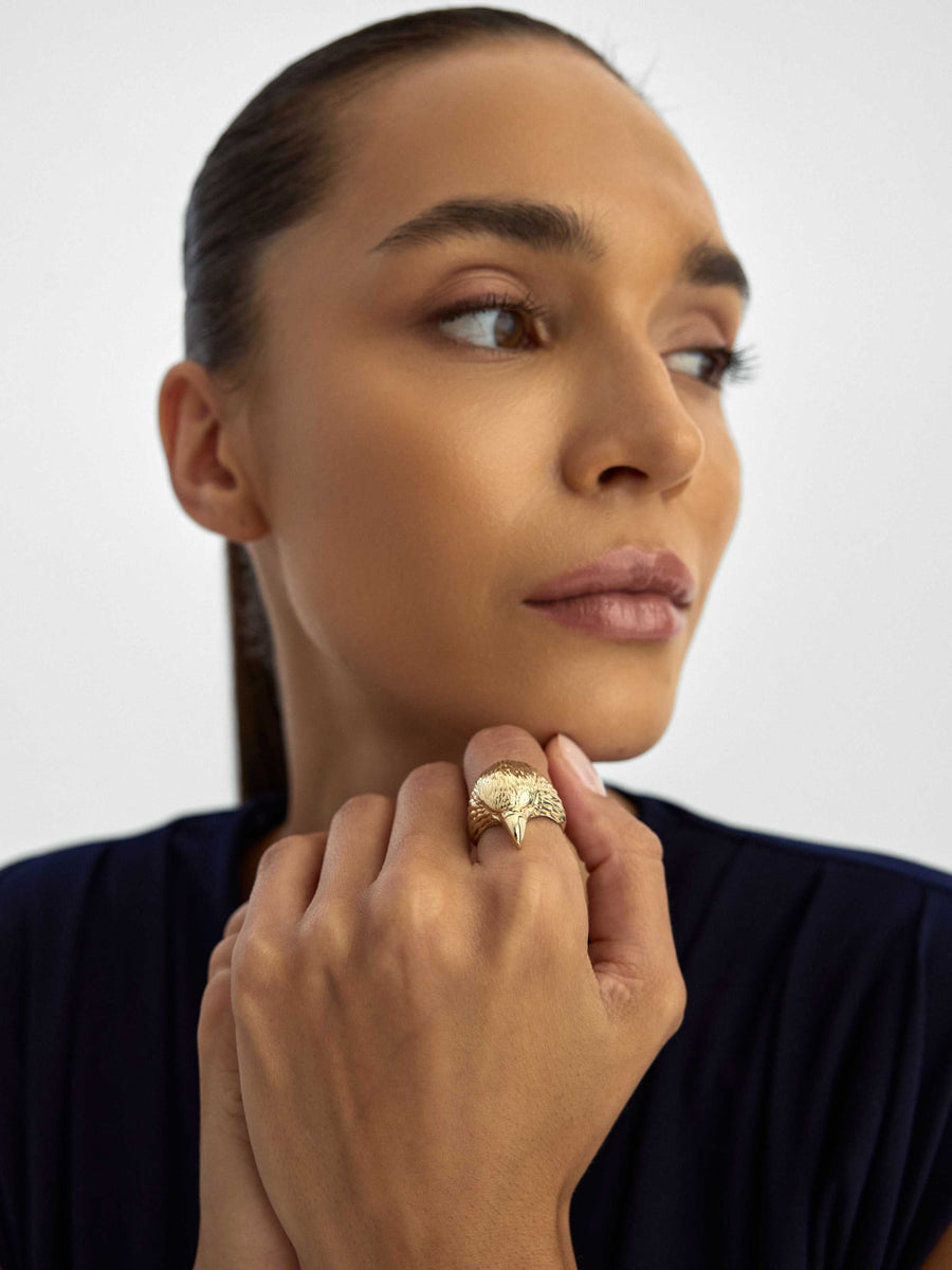 Kartal Head Ring in 14K Gold