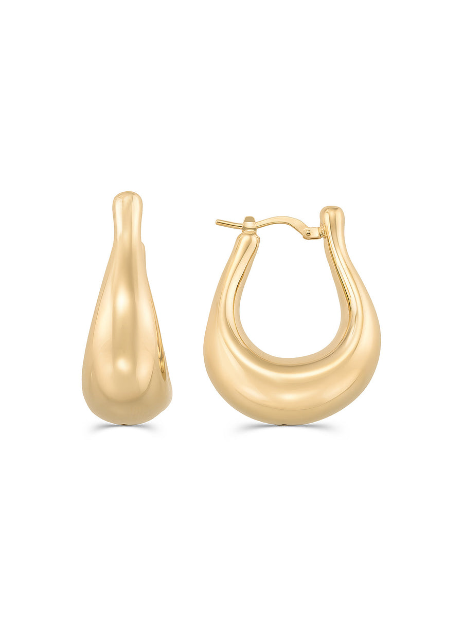 Kavisli Italian Hoop Earrings in 14K Gold