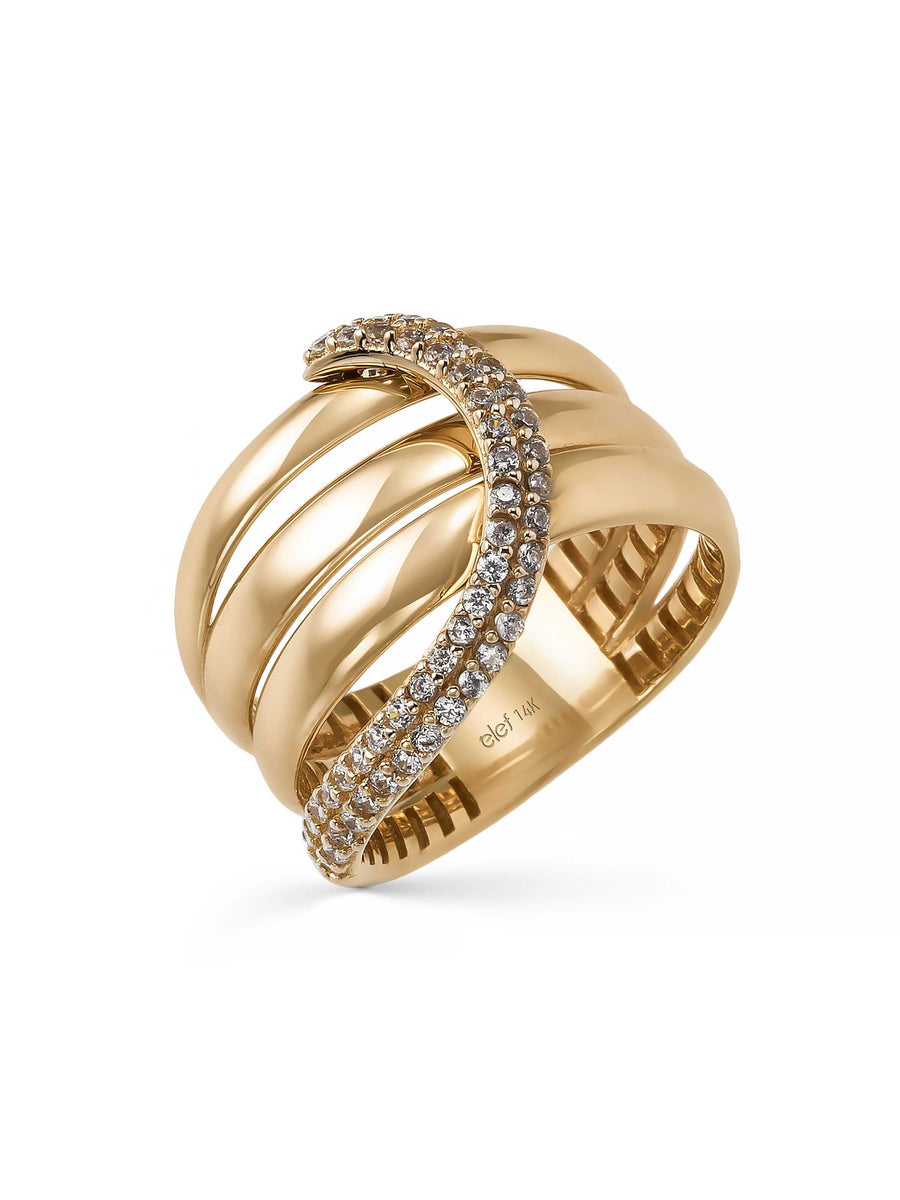 Kavisli Row Baguette Stone Ring in 14K Gold