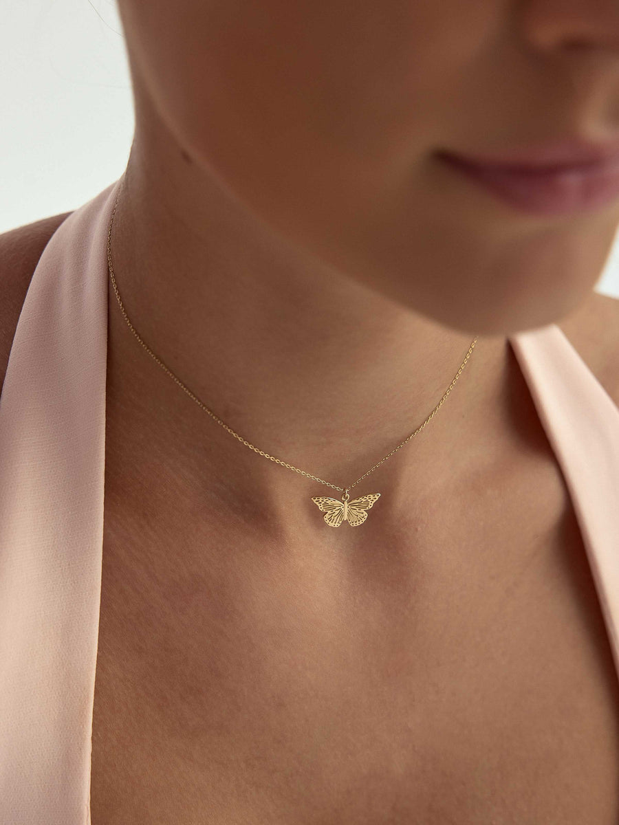 Butterfly Necklace in 14K Gold