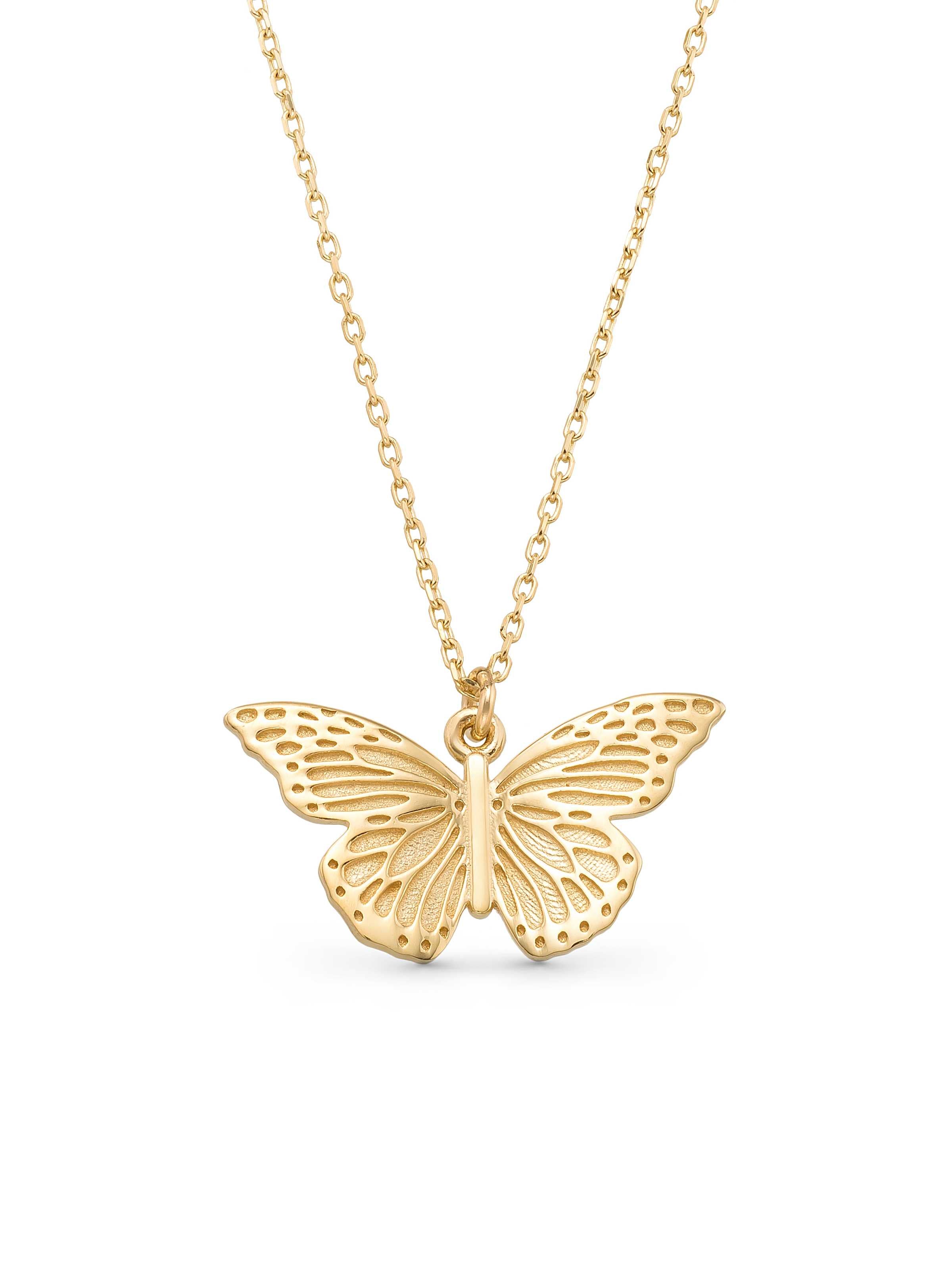 Butterfly Necklace in 14K Gold by Elef Jewelry