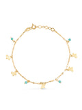 14K Gold Butterfly Turquoise Stone Accents Chain Bracelet by Elef Jewelry