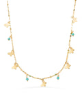 Butterfly Turquoise Stone Accents Necklace in 14K Gold by Elef Jewelry