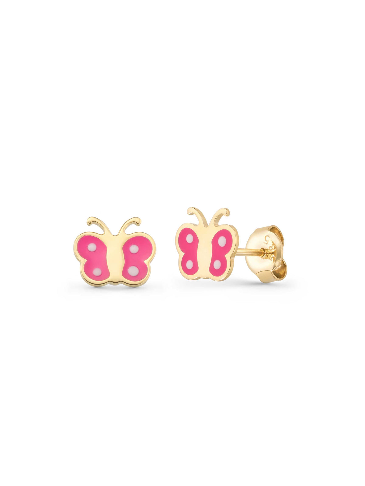 Butterfly Enamel Kids Earrings in 14K Gold by Elef Jewelry
