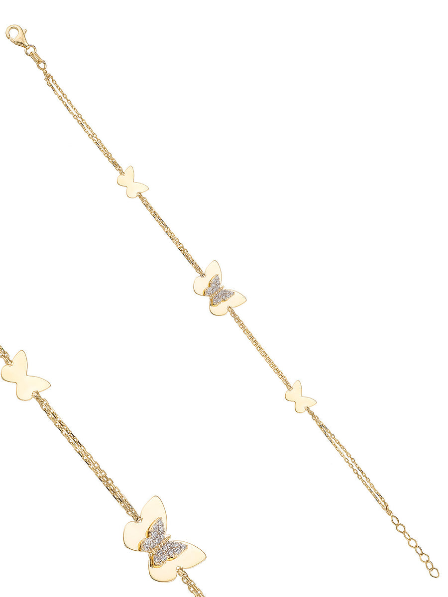 Butterfly Stone Accents Bracelet in 14K Gold