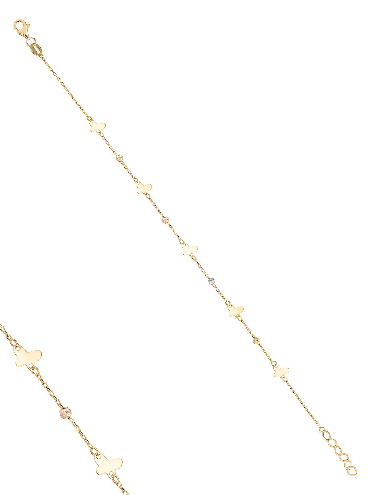 Butterfly Tri-Color Bracelet in 14K Gold by Elef Jewelry