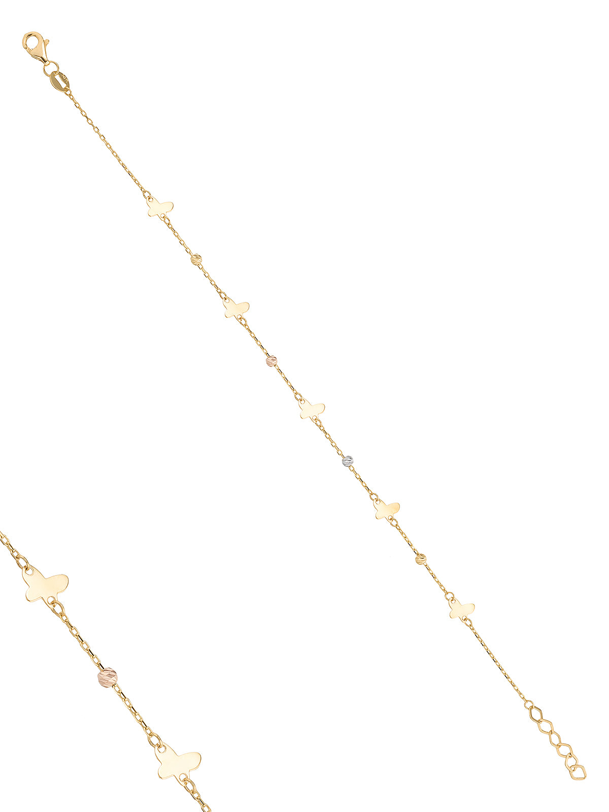 Butterfly Tri-Color Bracelet in 14K Gold by Elef Jewelry