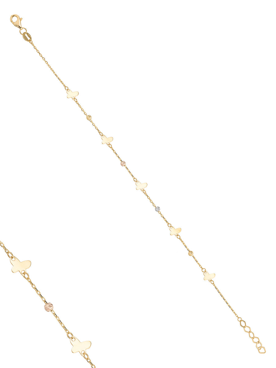 Butterfly Tri-Color Bracelet in 14K Gold