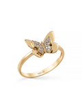 Butterfly Motif Parlak Ring in 14K Gold by Elef Jewelry