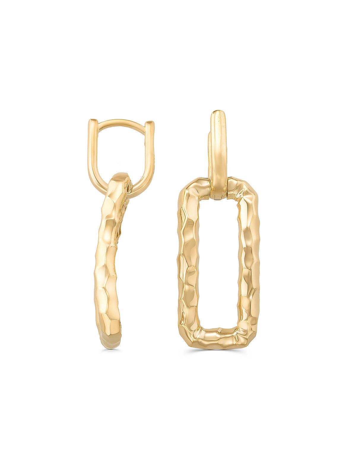 Broken Textured Oval Form Earrings in 14K Gold by Elef Jewelry