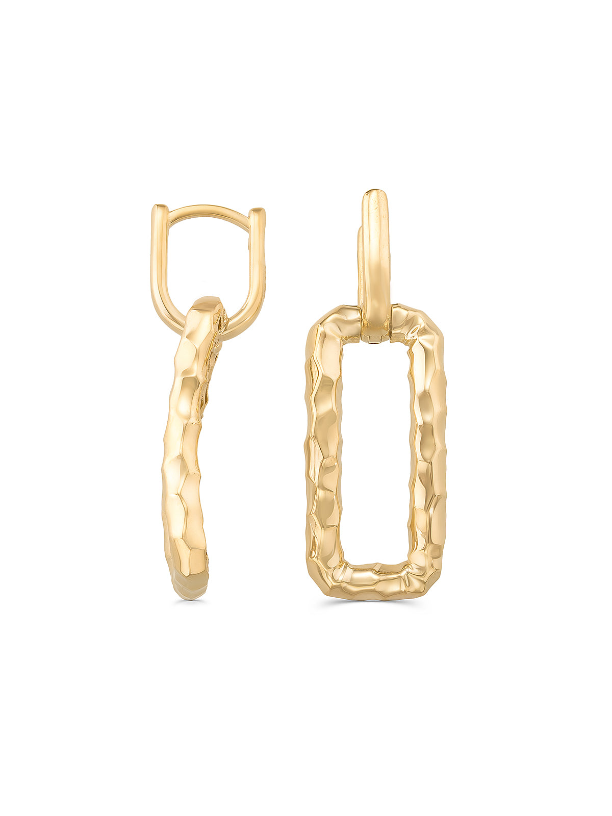 Broken Textured Oval Form Earrings in 14K Gold by Elef Jewelry