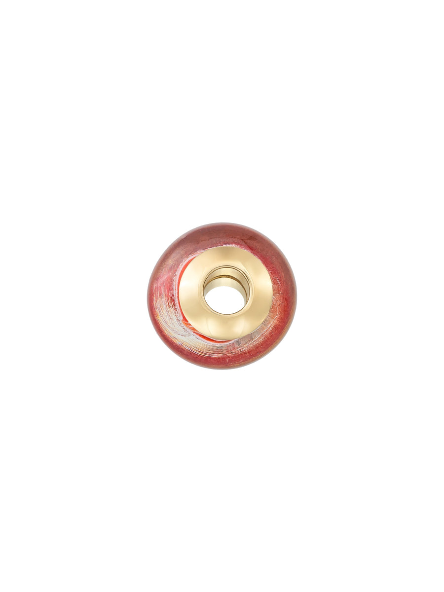 Red Fluid Patterned Murano Glass Charm in 14K Gold
