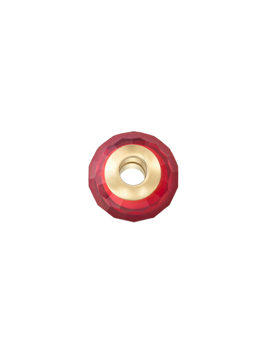 Red Facet Cut Murano Glass Charm in 14K Gold