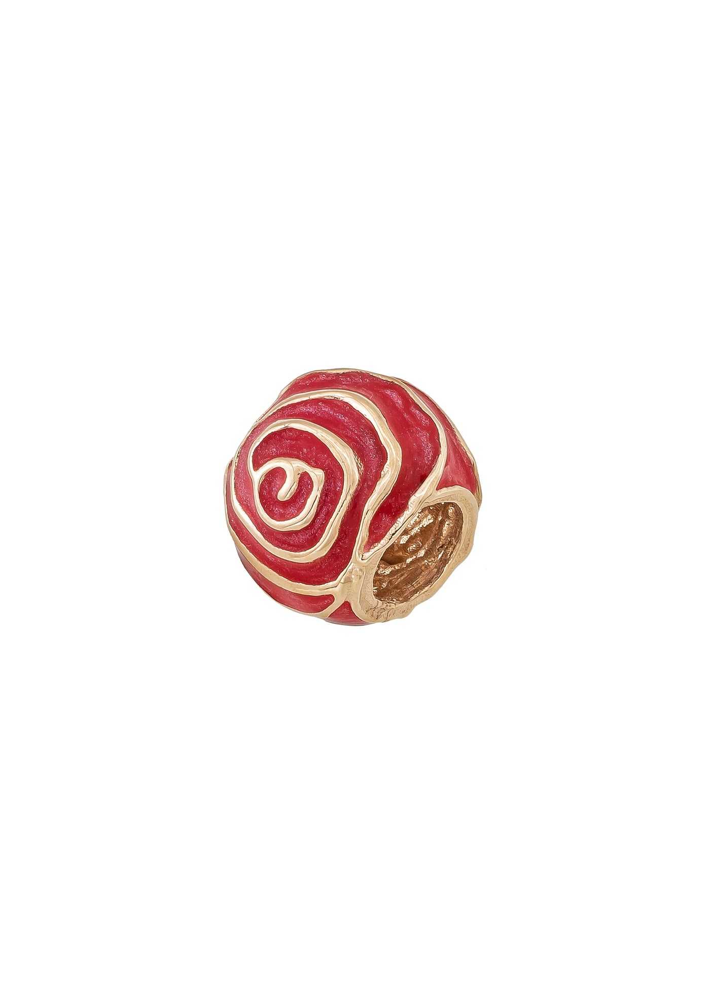 Red Enamel Spiral Patterned Charm in 14K Gold by Elef Jewelry